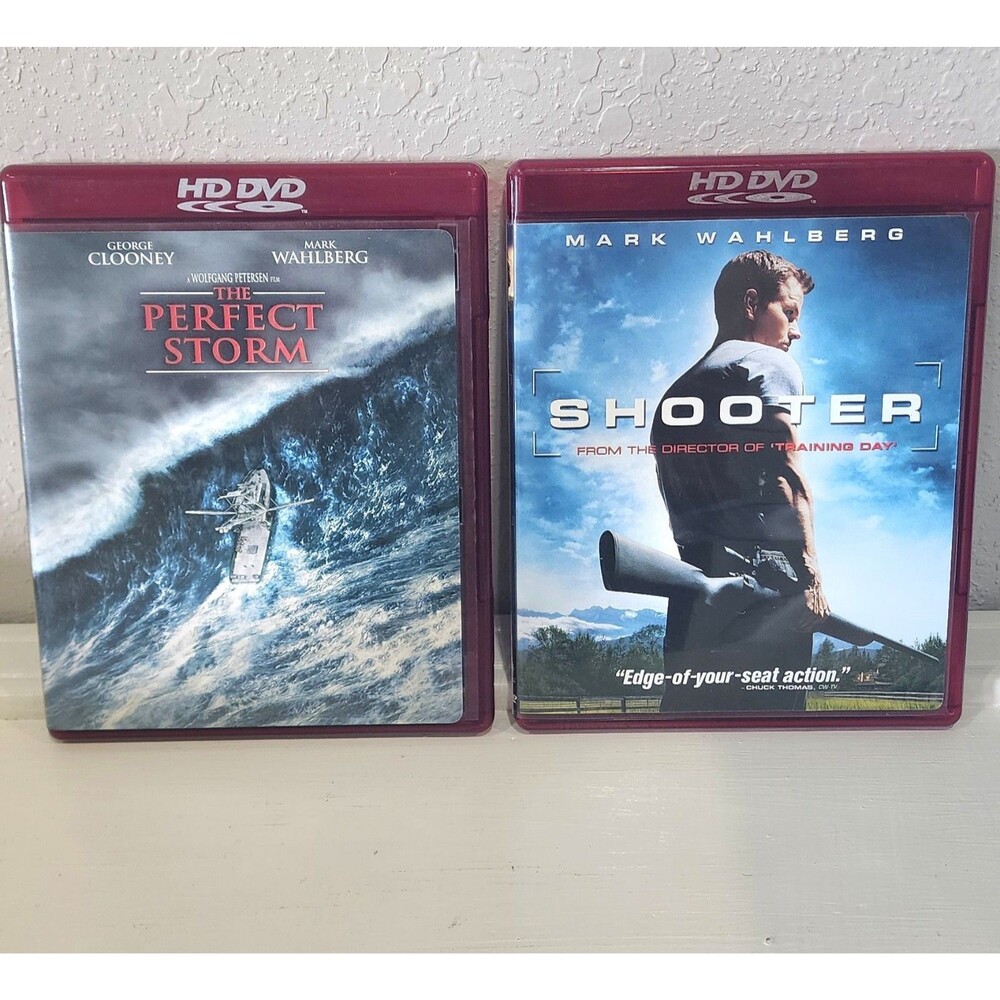 Lot of 2 Movies The Perfect Storm and Shooter  (HD-DVD) Wahlberg Clooney
